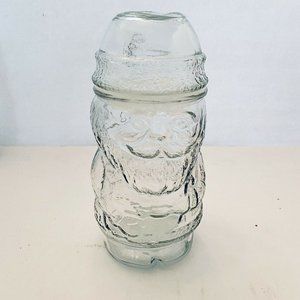 Vintage LIBBEY Mexico Santa Claus Jar Cookie Candy